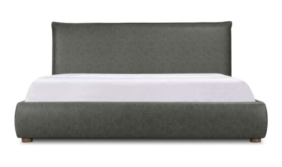 LUZON QUEEN BED SLATE VEGAN LEATHER DEEP FOREST