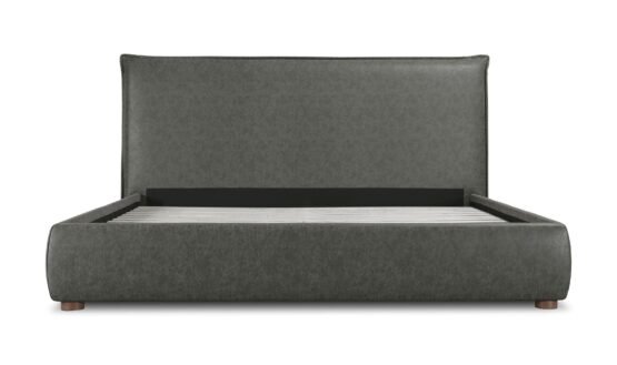 LUZON QUEEN BED SLATE VEGAN LEATHER DEEP FOREST - Image 4