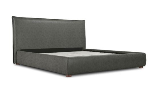 LUZON QUEEN BED SLATE VEGAN LEATHER DEEP FOREST - Image 5