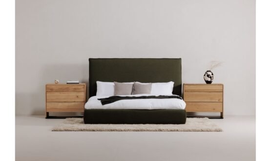 LUZON QUEEN BED TALL HEADBOARD DARK BROWN - Image 2