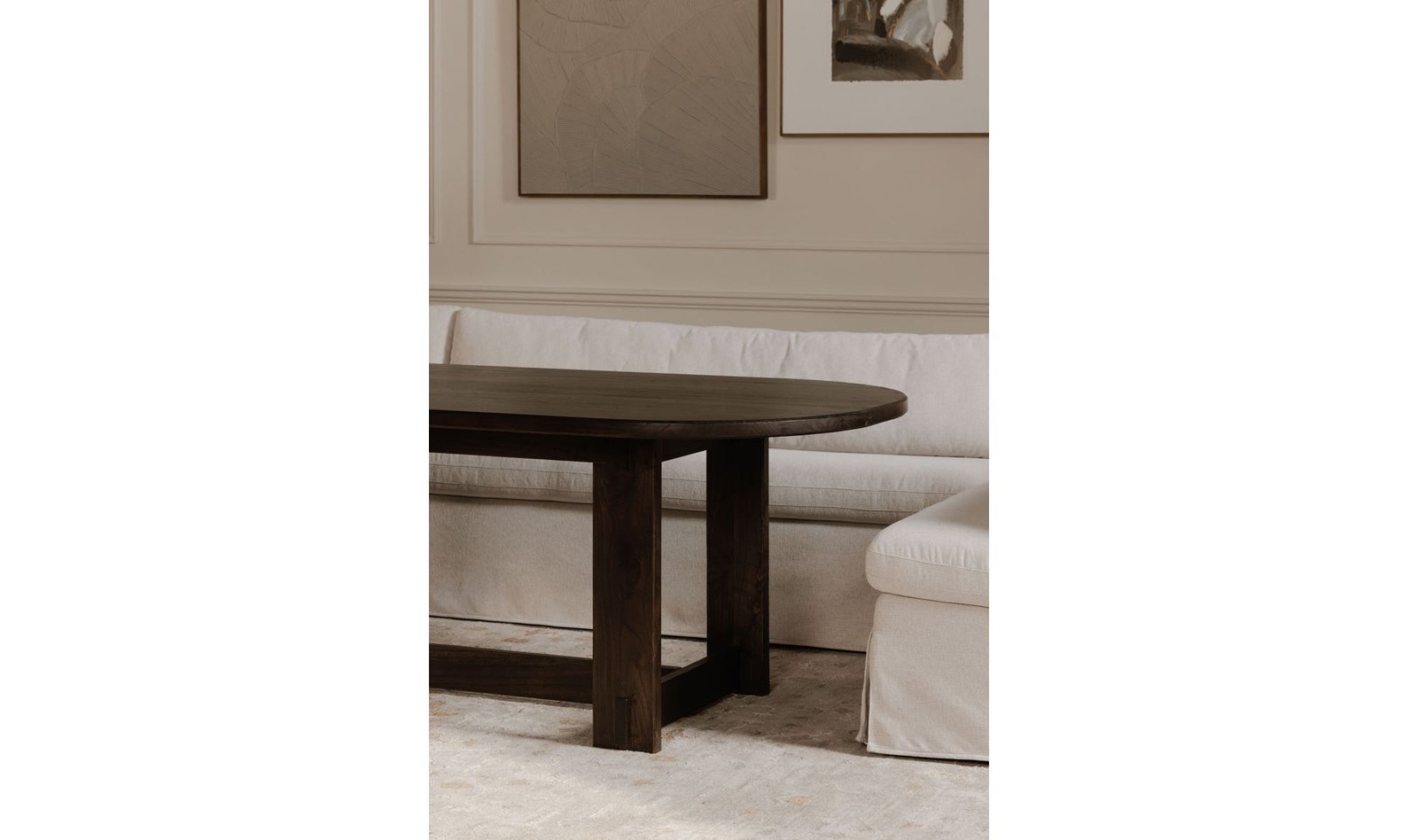 FABLE SLIPCOVER DINING BENCH BEIGE - Image 3