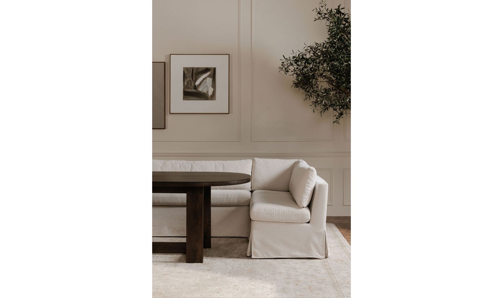 FABLE SLIPCOVER DINING BENCH BEIGE - Image 4