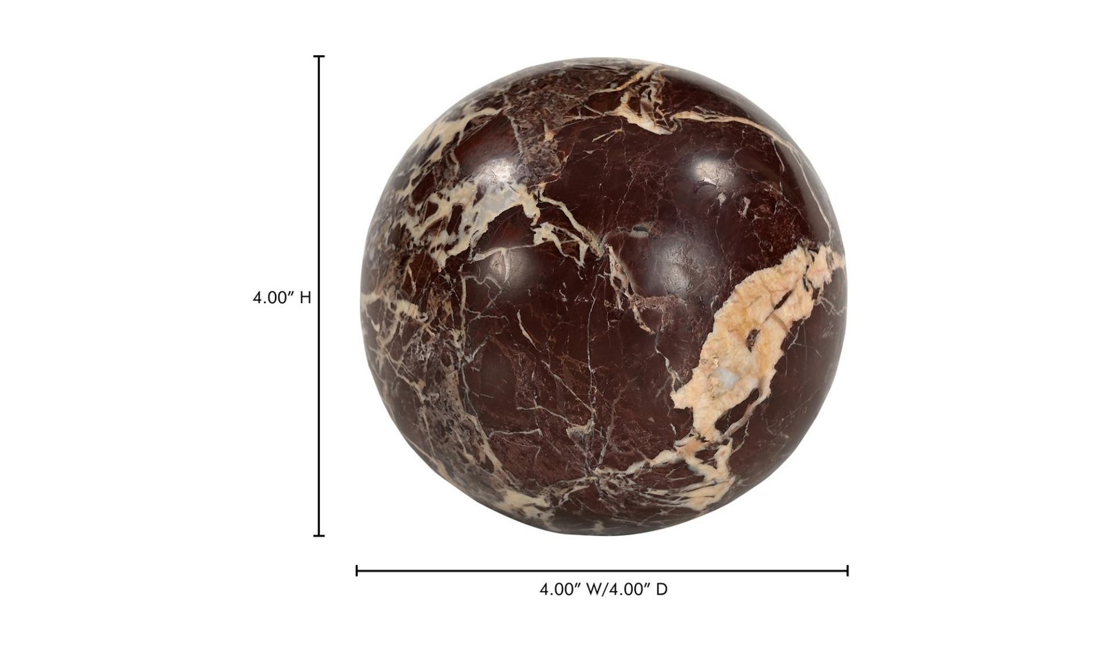 ODESSA SPHERE TABLETOP ACCENT RED LEVANTO MARBLE FLECKED STONE - Image 5