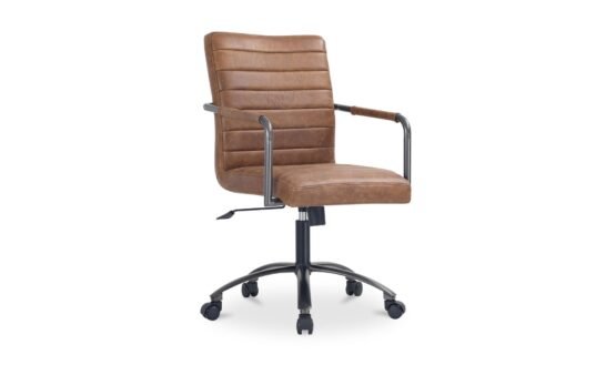 ROY OFFICE CHAIR OPEN ROAD BROWN LEATHER - Image 3
