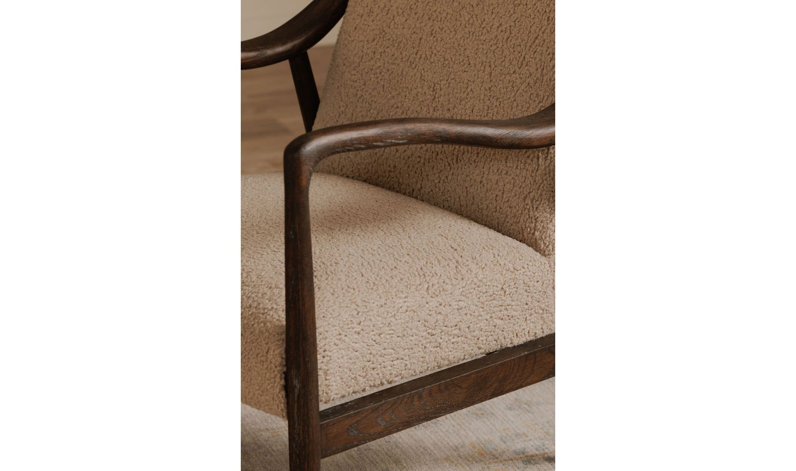 YATES ACCENT CHAIR BEIGE FAUX SHEARLING CHARCOAL WOOL BLEND - Image 4