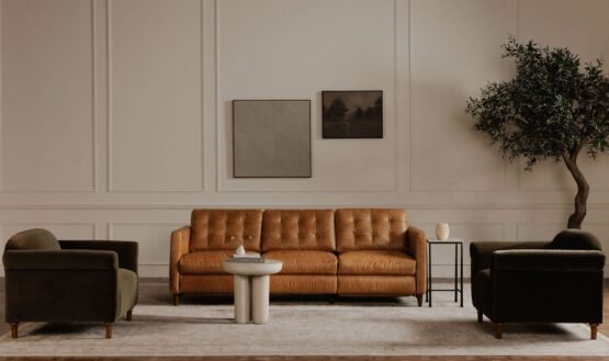 BRIDGERS POWER RECLINER SOFA LEATHER TAN - Image 2