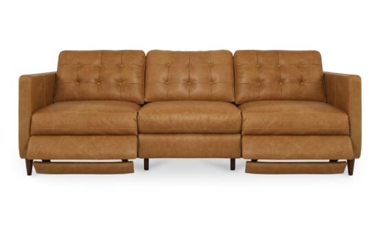 BRIDGERS POWER RECLINER SOFA LEATHER TAN - Image 5