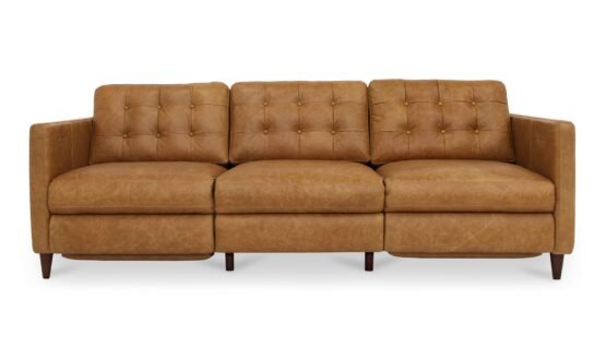 BRIDGERS POWER RECLINER SOFA LEATHER TAN