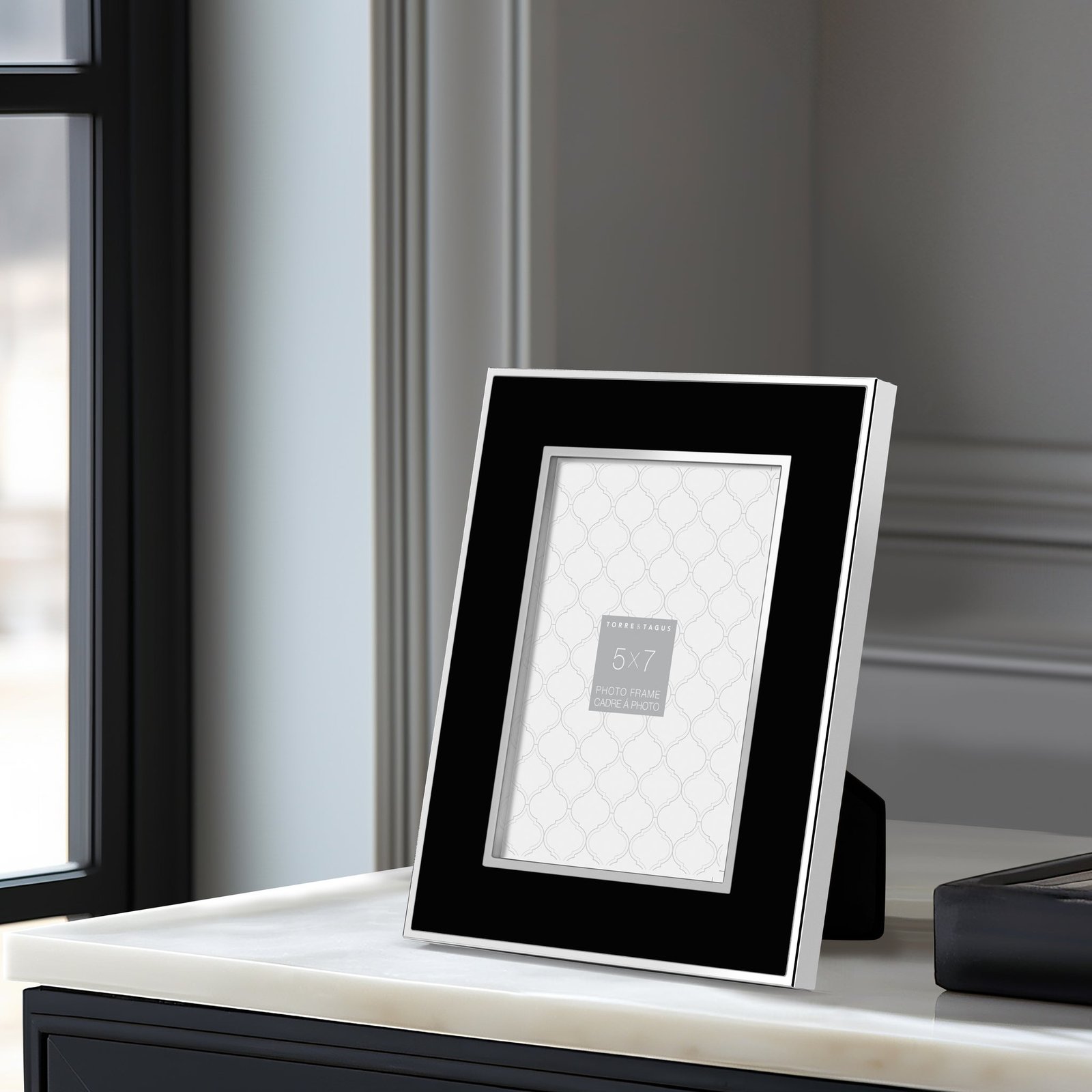 Regis Gold Trim Black Enamel + Metal 5x7 Inch Photo Frame - Image 5