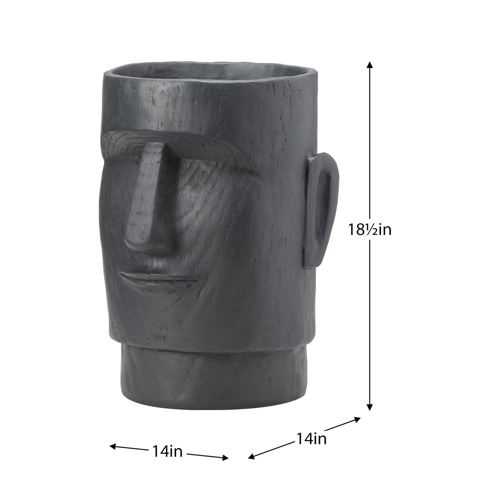 Lithic Island Face 18 Inch Tall Ash Grey Indoor/Outdoor Floor Planter - Image 3