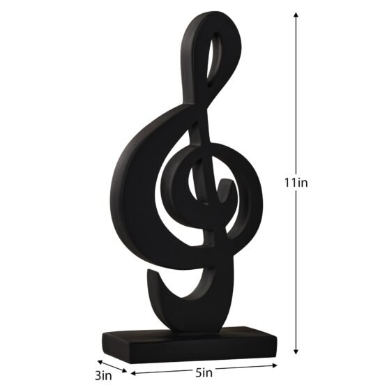 Treble Clef 11 Inch Tall Resin Decor Sculpture - Black - Image 3