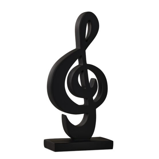 Treble Clef 11 Inch Tall Resin Decor Sculpture - Black