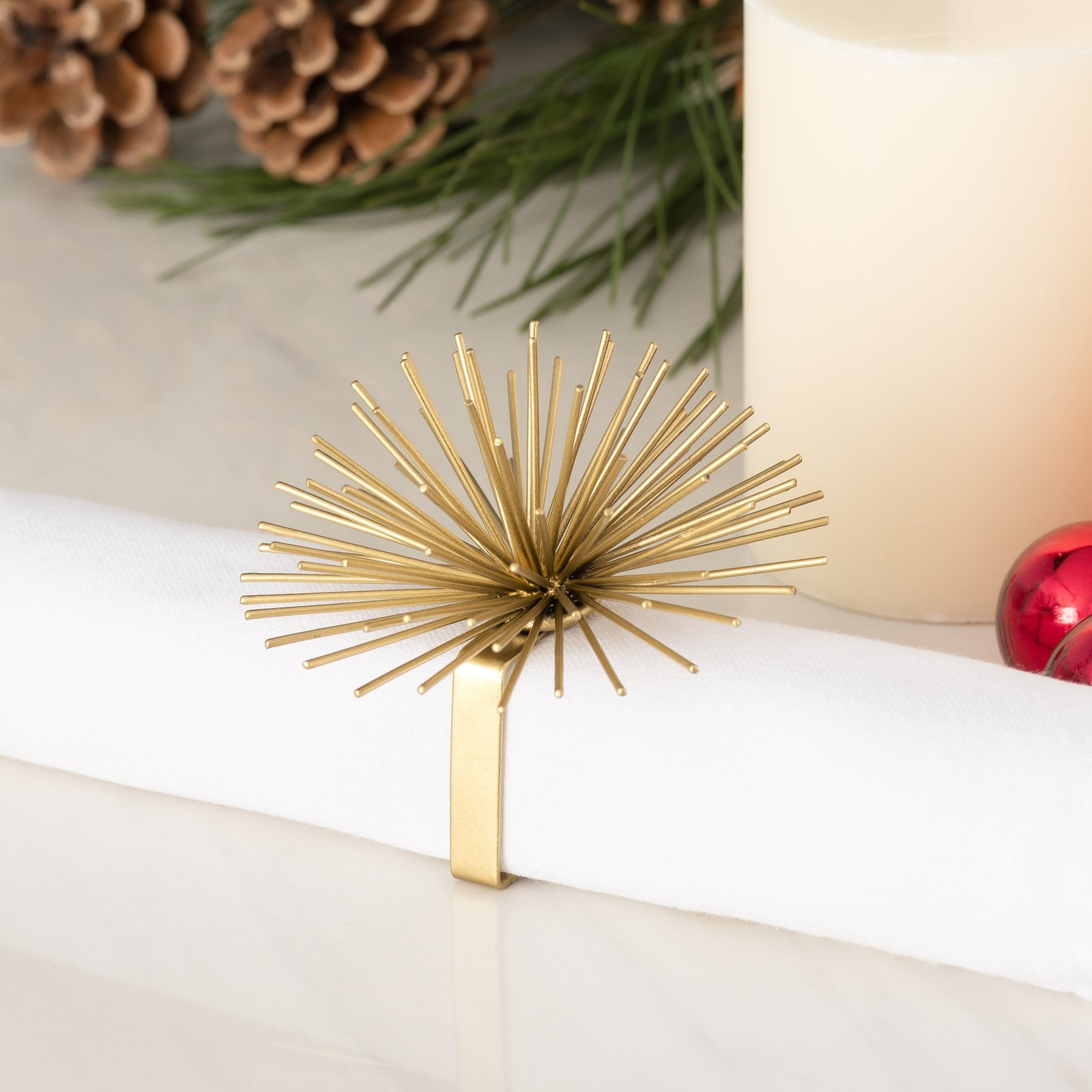 Set of Four Spike Napkin Rings - Gold - Image 5