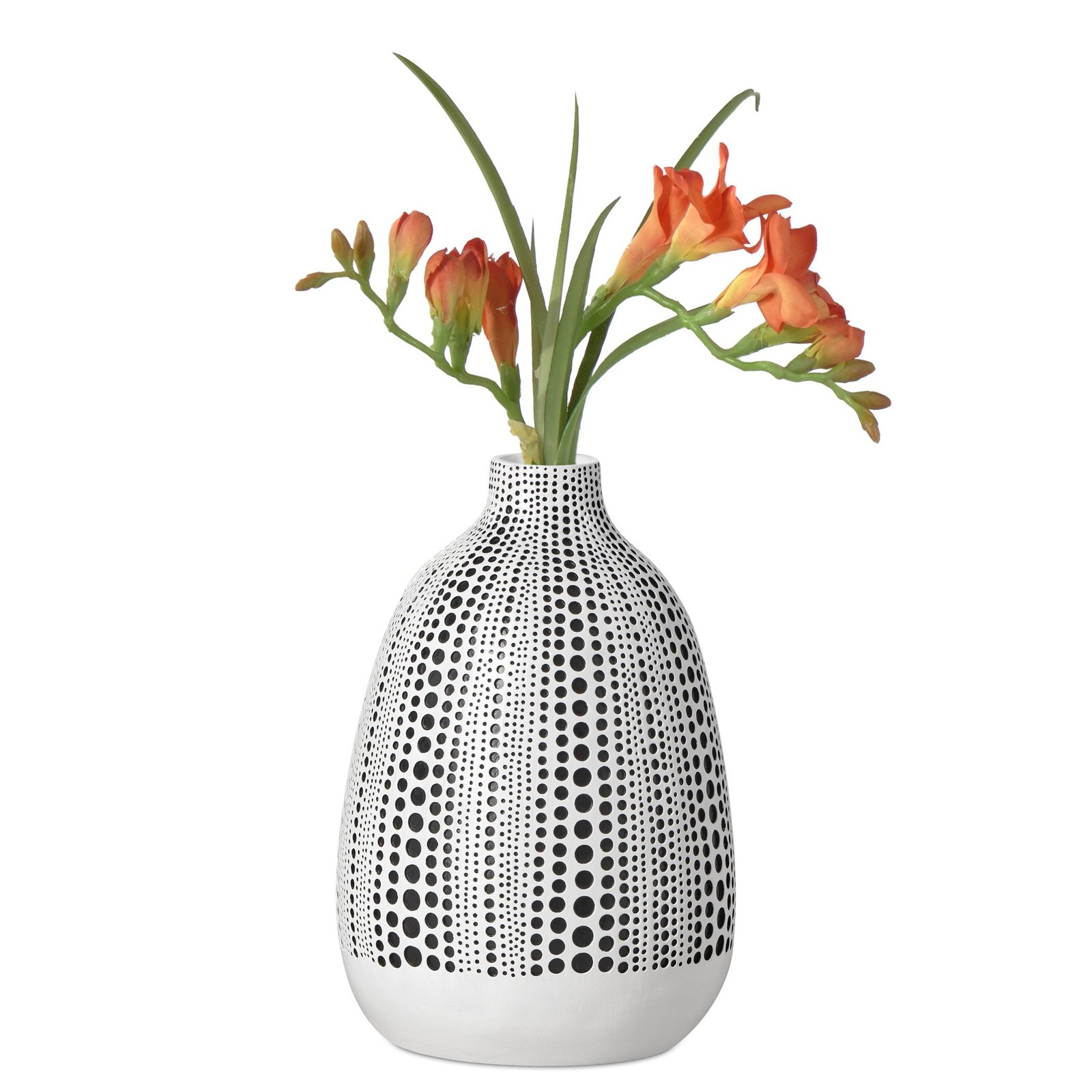 Dotted Debossed 9 Inch Tall Resin Vase - White - Image 7