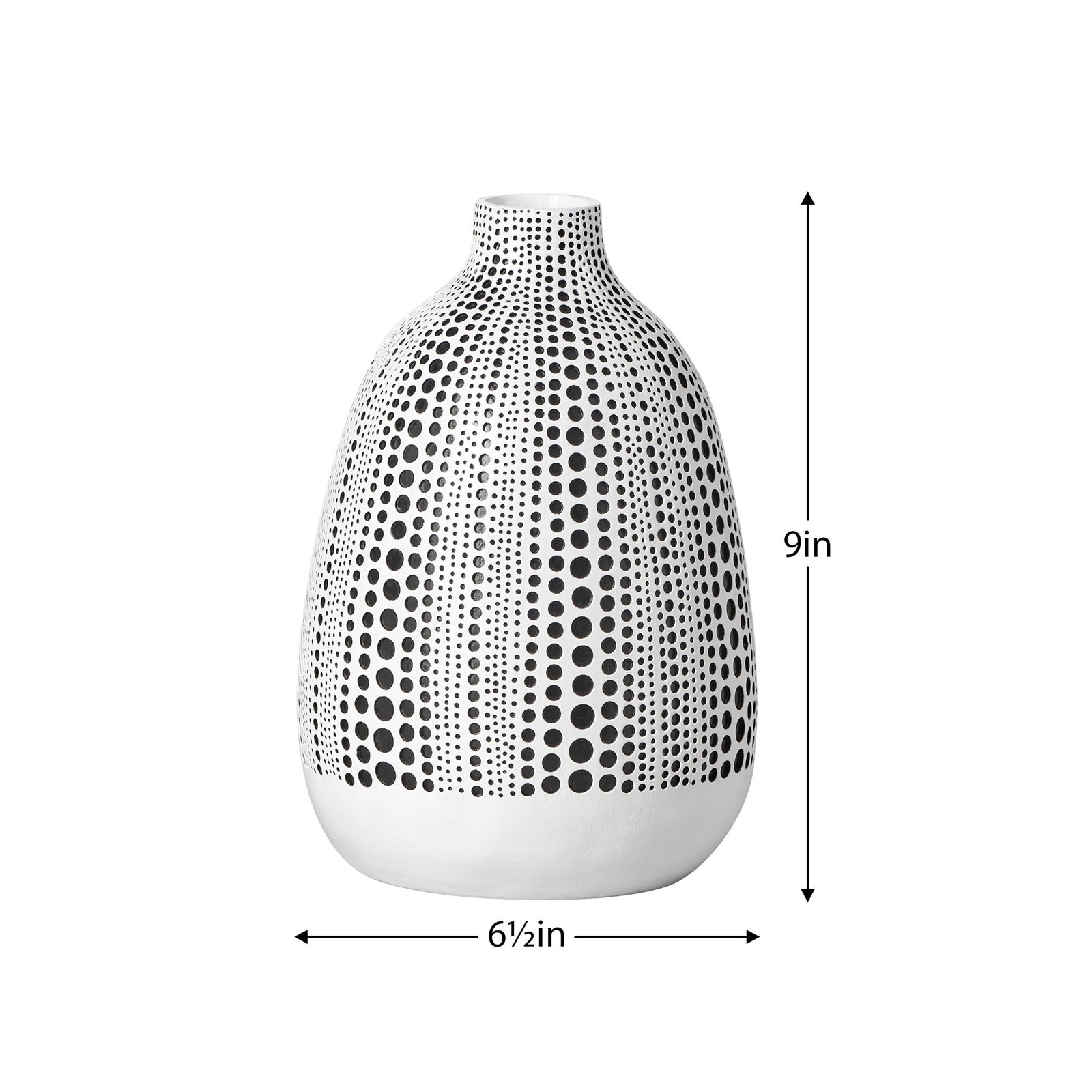 Dotted Debossed 9 Inch Tall Resin Vase - White - Image 3