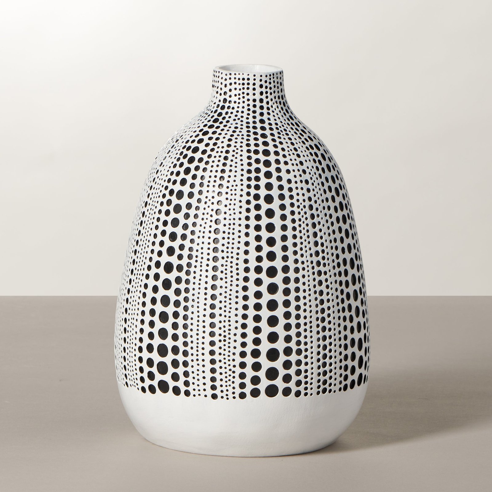 Dotted Debossed 9 Inch Tall Resin Vase - White - Image 5