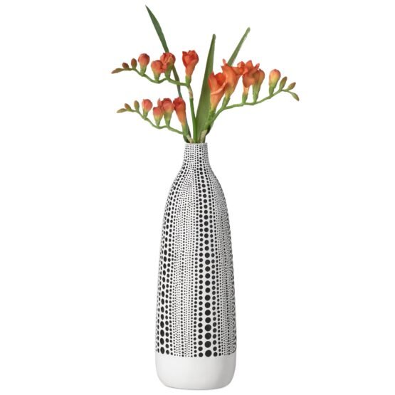 Dotted Debossed 13.5 Inch Tall Resin Vase - White - Image 7