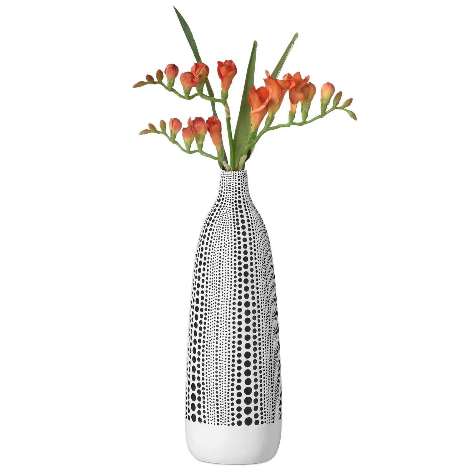 Dotted Debossed 13.5 Inch Tall Resin Vase - White - Image 7