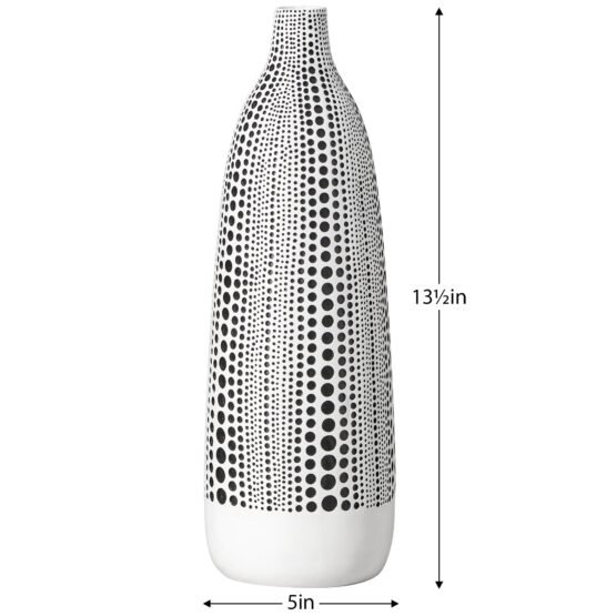 Dotted Debossed 13.5 Inch Tall Resin Vase - White - Image 3
