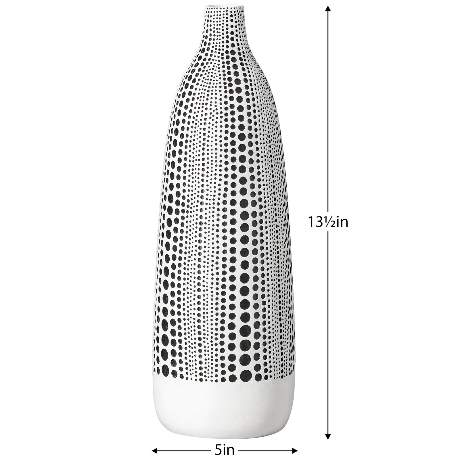 Dotted Debossed 13.5 Inch Tall Resin Vase - White - Image 3