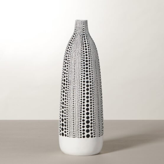 Dotted Debossed 13.5 Inch Tall Resin Vase - White - Image 5