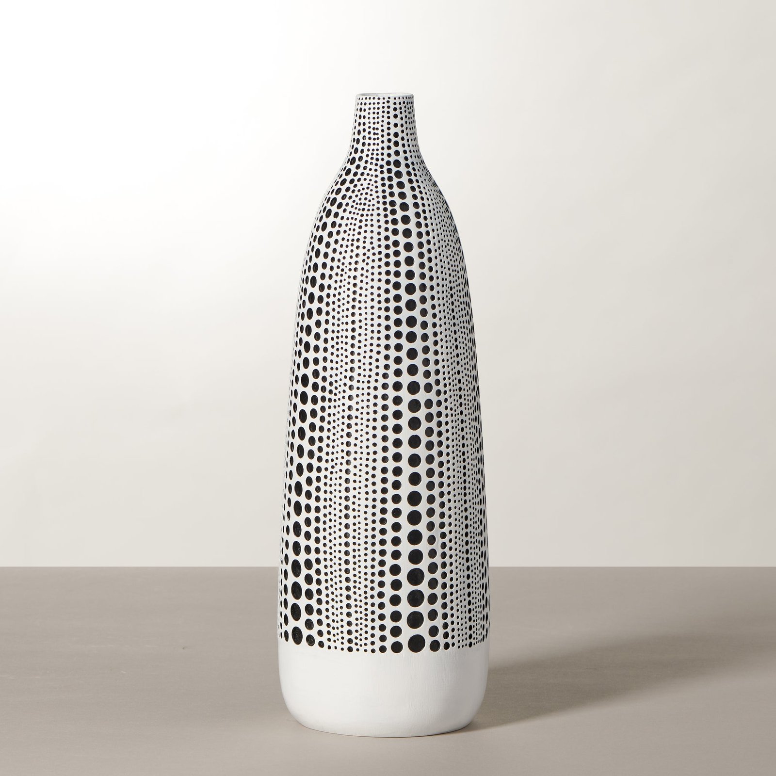 Dotted Debossed 13.5 Inch Tall Resin Vase - White - Image 5