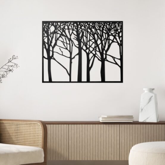 Framed Tree Silhouette 38x29 Metal Wall Decor Panel - Image 4