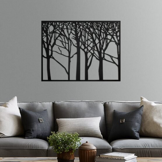 Framed Tree Silhouette 38x29 Metal Wall Decor Panel - Image 2