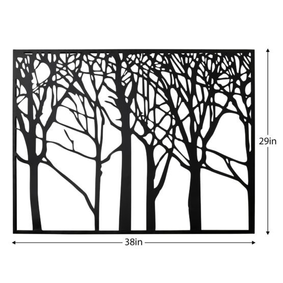 Framed Tree Silhouette 38x29 Metal Wall Decor Panel - Image 3