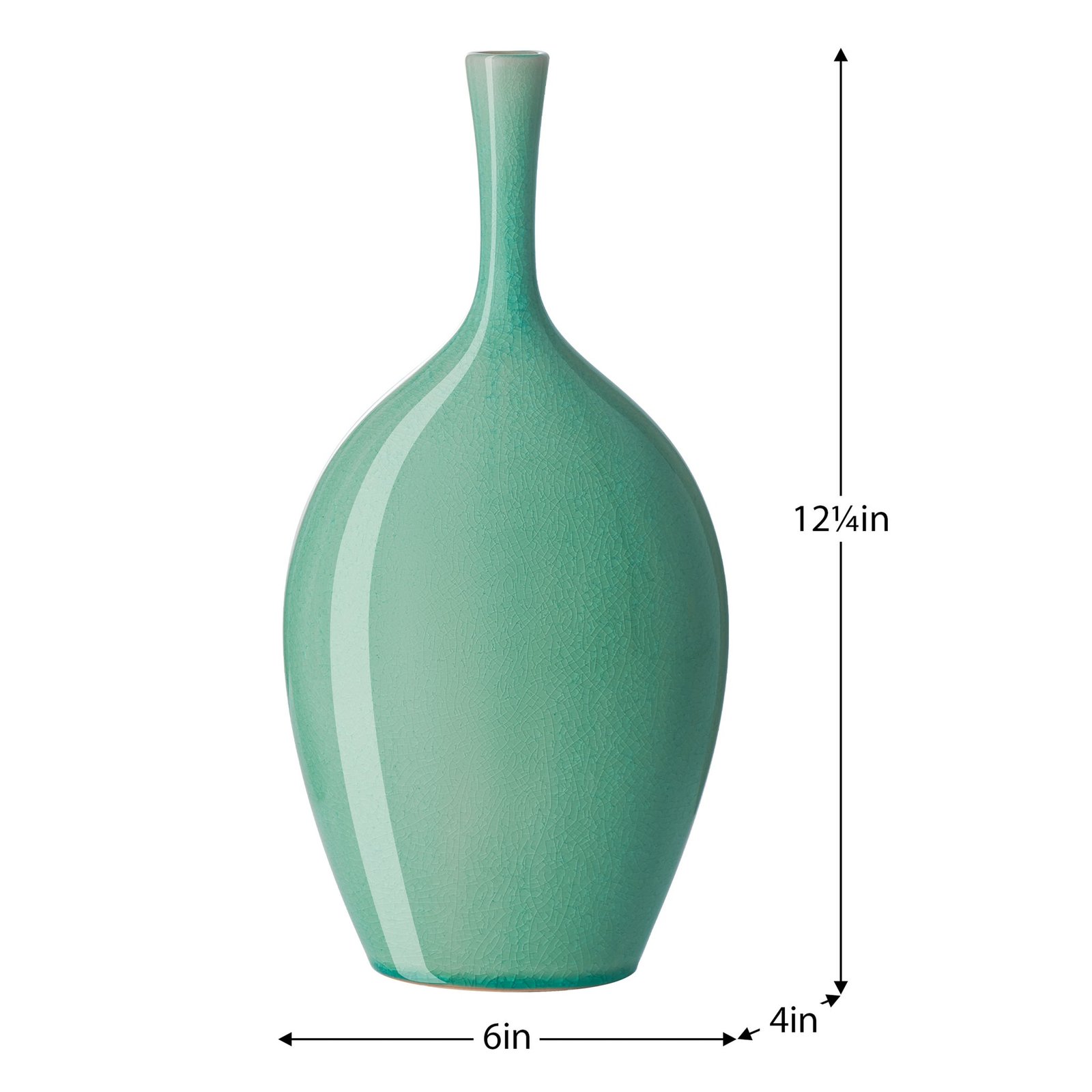 Lilo Celadon Crackle Ceramic Vase - 12.25 Inch Tall - Image 4