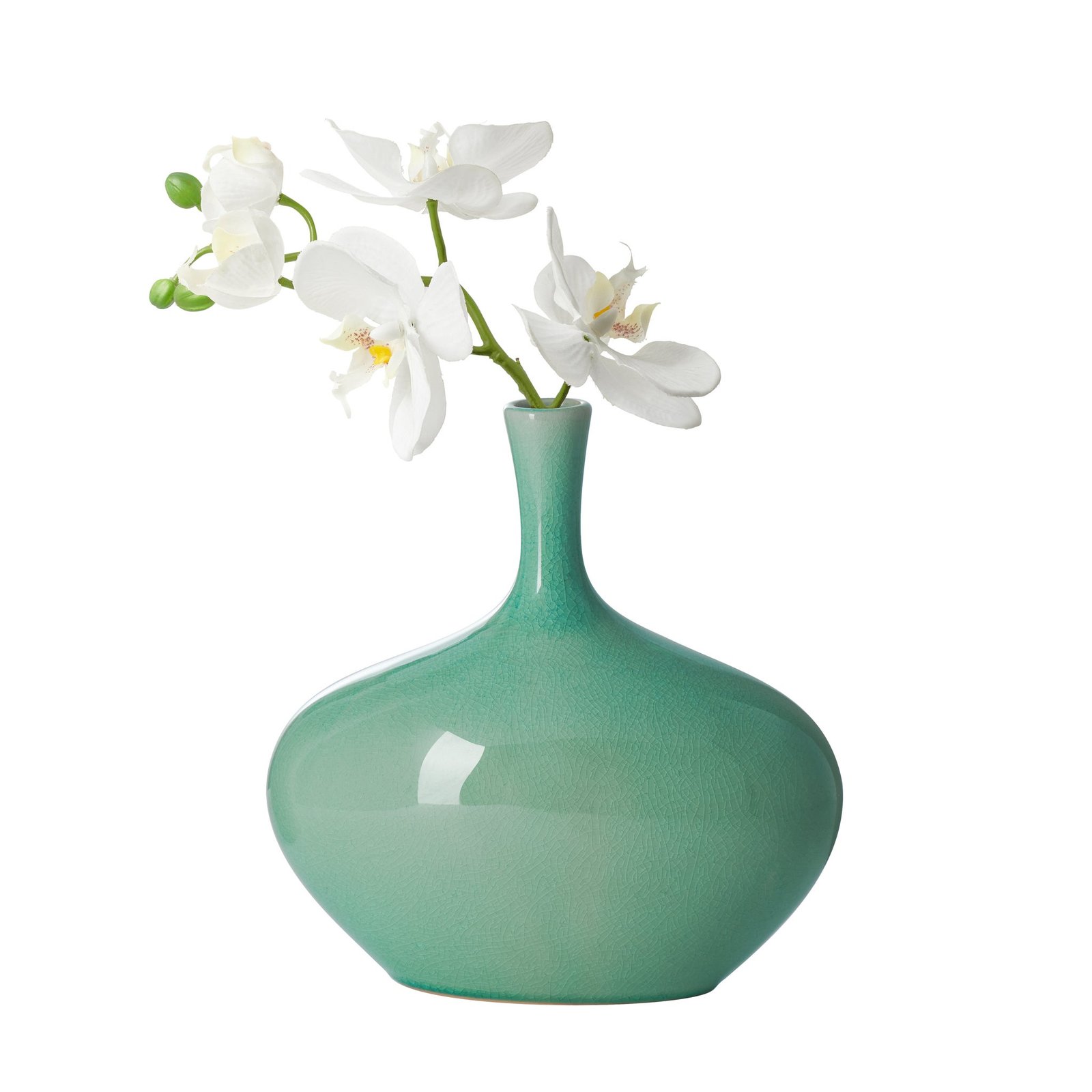 Lilo Celadon Crackle Ceramic Wide Vase - 8.25 Inch Tall - Image 8