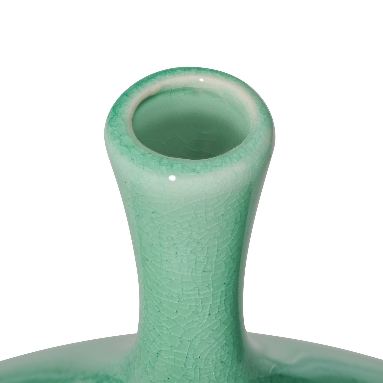 Lilo Celadon Crackle Ceramic Wide Vase - 8.25 Inch Tall - Image 10
