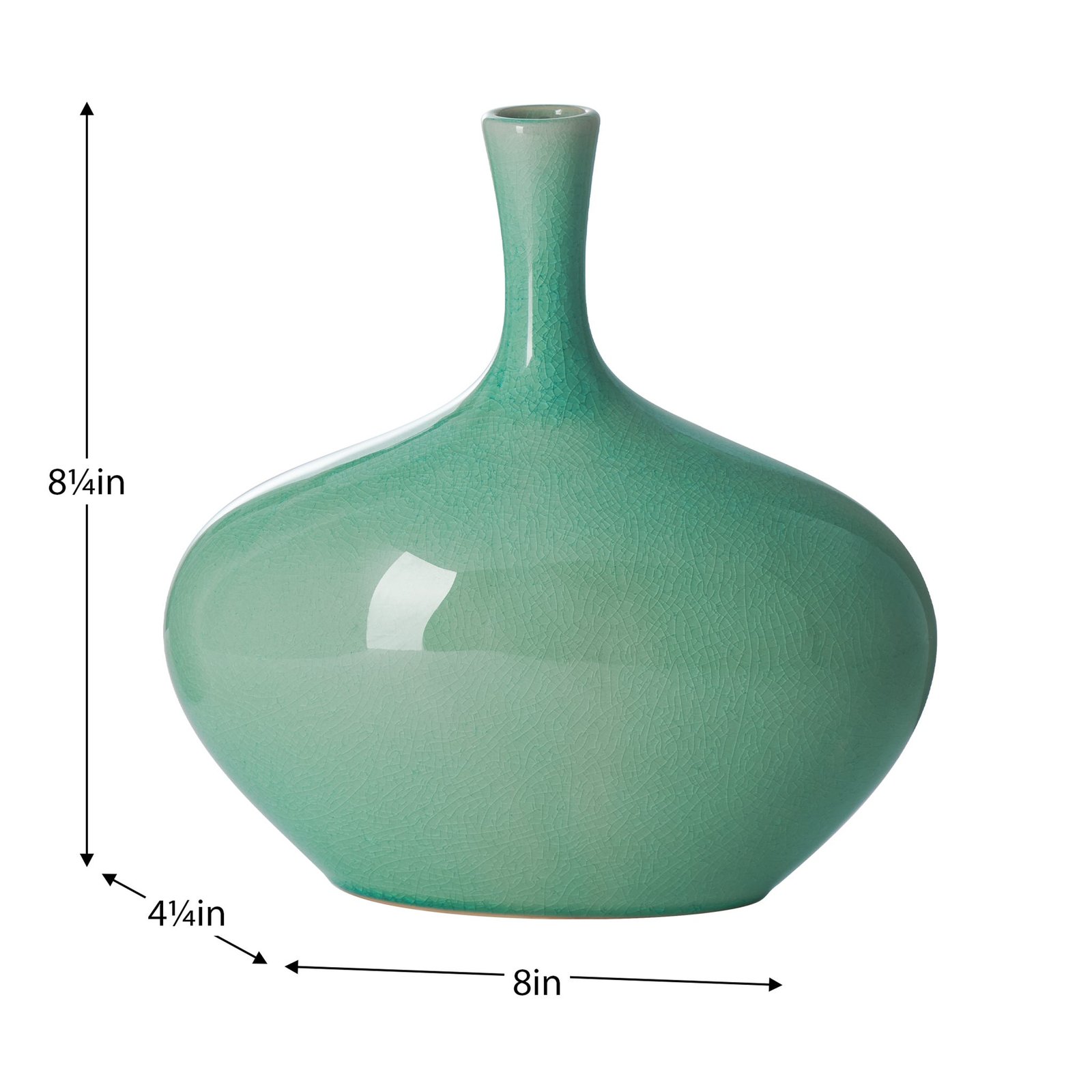 Lilo Celadon Crackle Ceramic Wide Vase - 8.25 Inch Tall - Image 4
