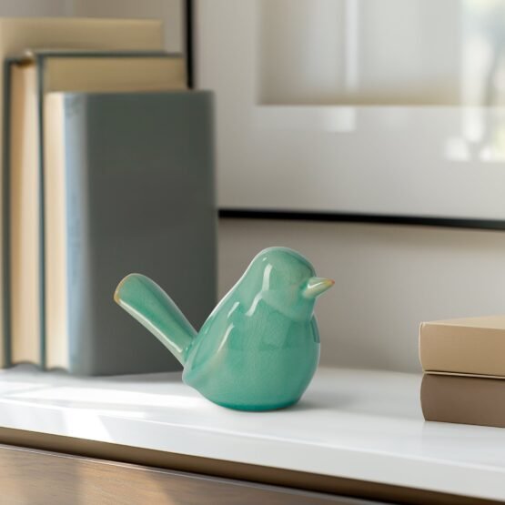 Lilo Celadon Crackle Ceramic Bird Decor Sculpture - Image 6