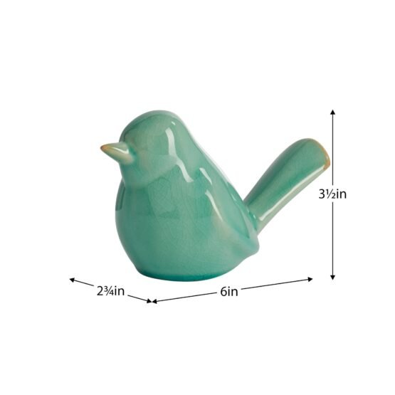 Lilo Celadon Crackle Ceramic Bird Decor Sculpture - Image 3