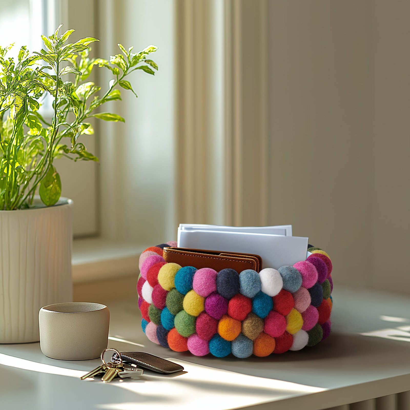 MODWOOL™ Felt Ball 7 Inch Diameter Decor Bowl - Multicolor - Image 7