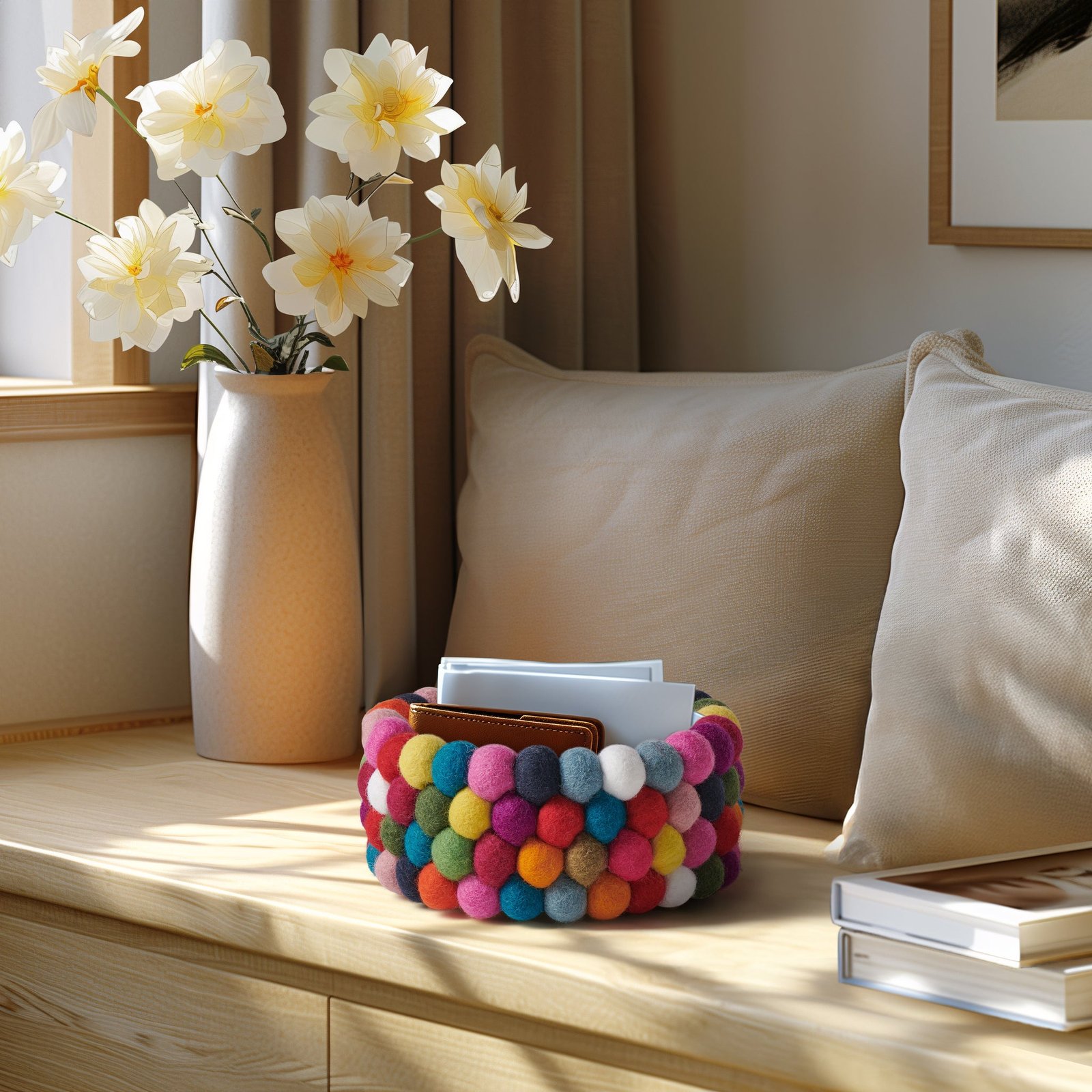 MODWOOL™ Felt Ball 7 Inch Diameter Decor Bowl - Multicolor - Image 4