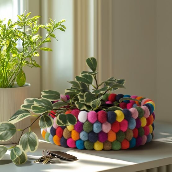 MODWOOL Felt Ball 9 Inch Diameter Decor Bowl - Multicolor - Image 7
