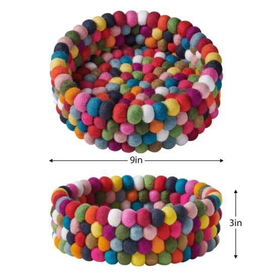MODWOOL Felt Ball 9 Inch Diameter Decor Bowl - Multicolor - Image 3