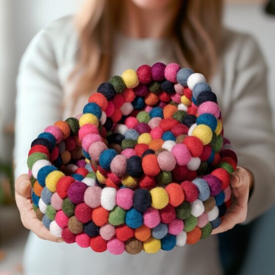 MODWOOL Felt Ball 9 Inch Diameter Decor Bowl - Multicolor - Image 5
