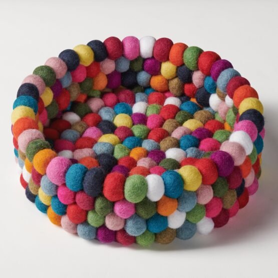 MODWOOL Felt Ball 9 Inch Diameter Decor Bowl - Multicolor
