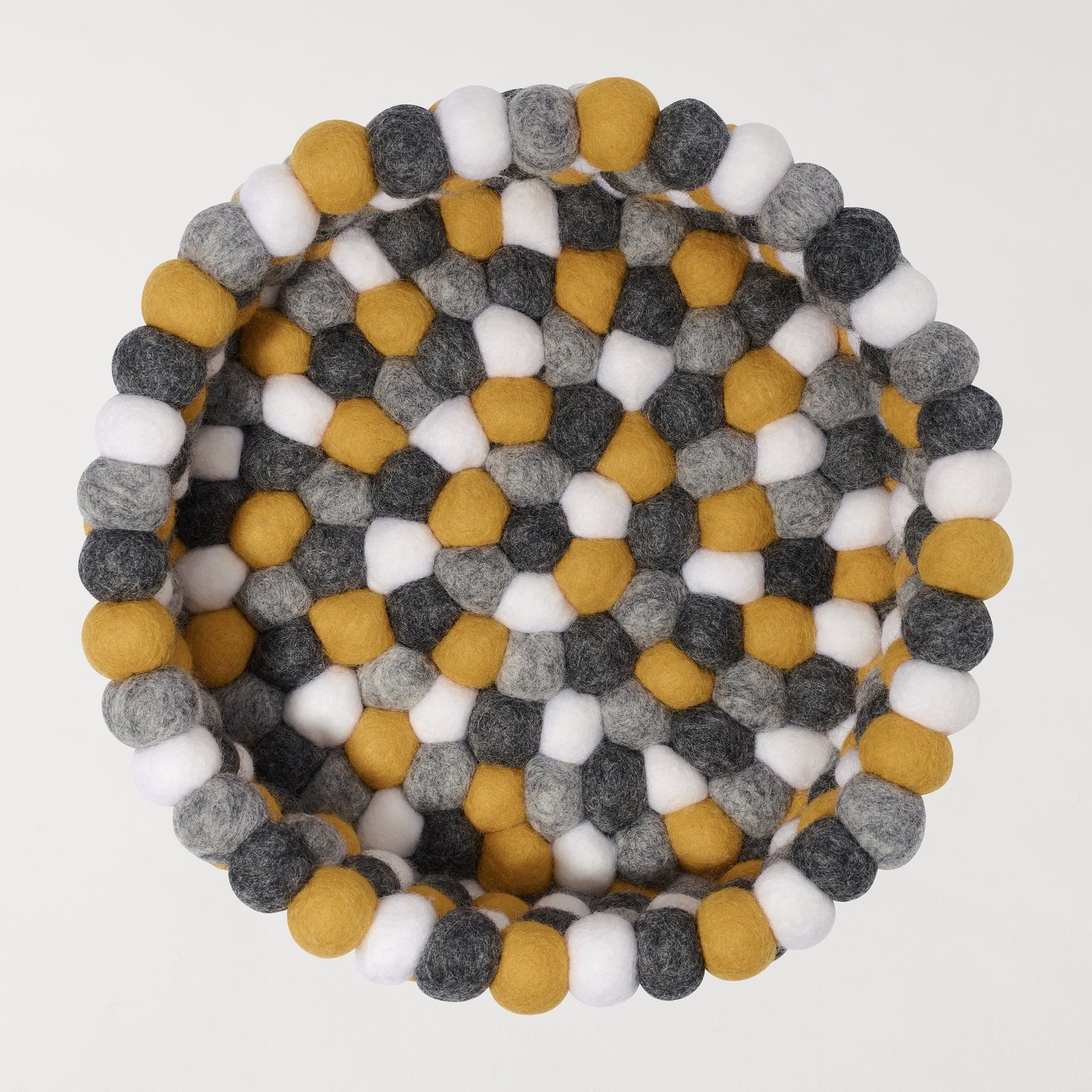 MODWOOL™ Felt Ball 9 Inch Diameter Decor Bowl - Yellow/Grey/White - Image 9