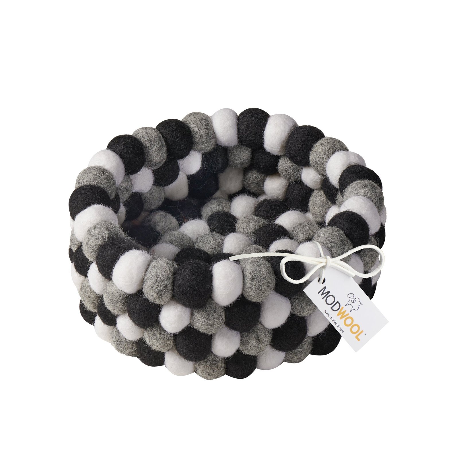 MODWOOL™ Felt Ball 7 Inch Diameter Decor Bowl - Black/White/Grey - Image 6