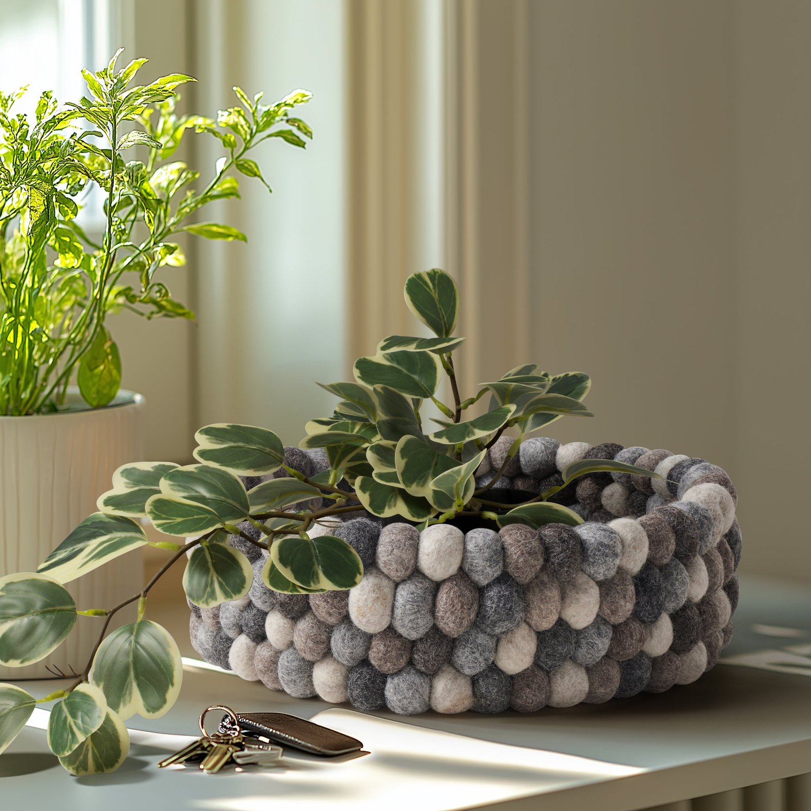 MODWOOL Felt Ball 9 Inch Diameter Decor Bowl - Multi-Natural - Image 7