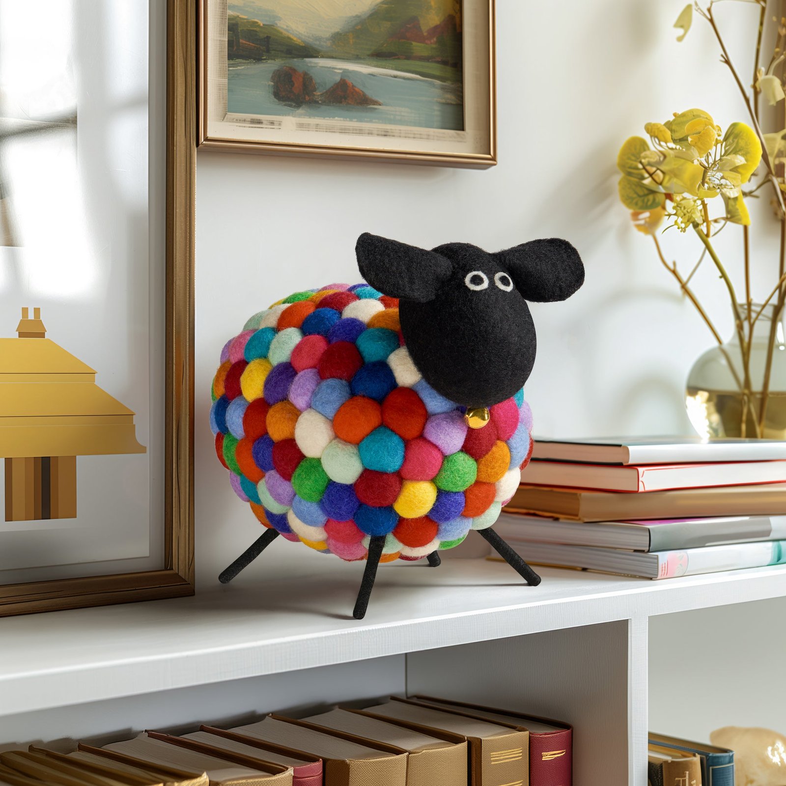MODWOOL Felt Ball 9 Inch Tall Sheep Decor - Multicolor - Image 7