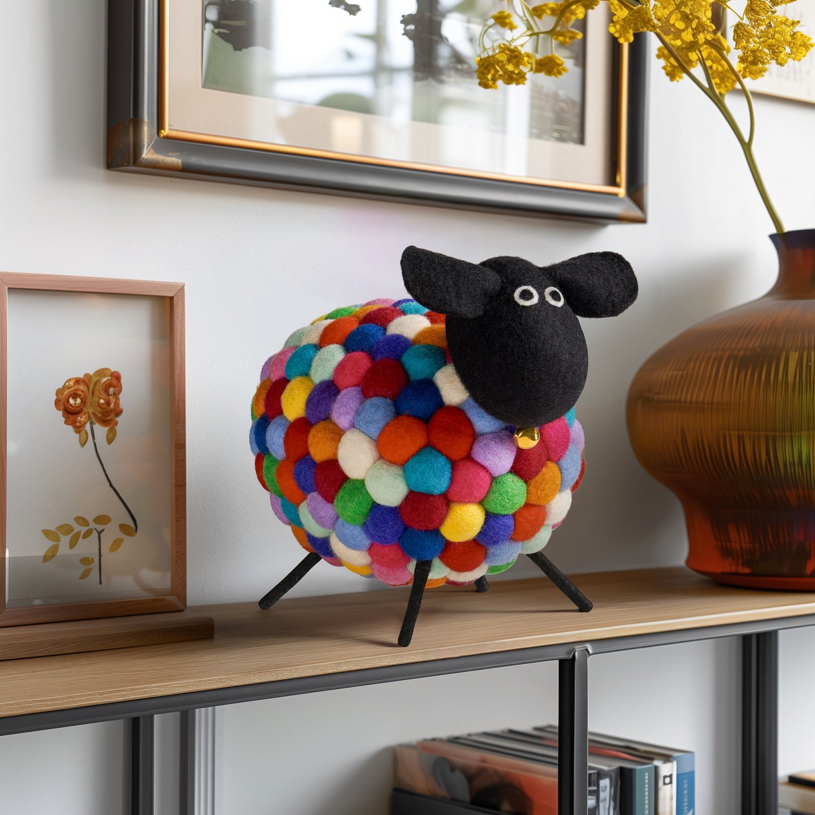 MODWOOL Felt Ball 9 Inch Tall Sheep Decor - Multicolor - Image 5