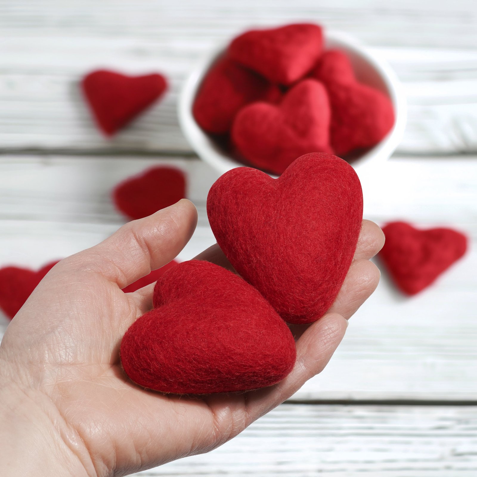 MODWOOL™ Felt Eight Piece 2.5 Inch Heart Shaped Decor Set - Red - Image 5