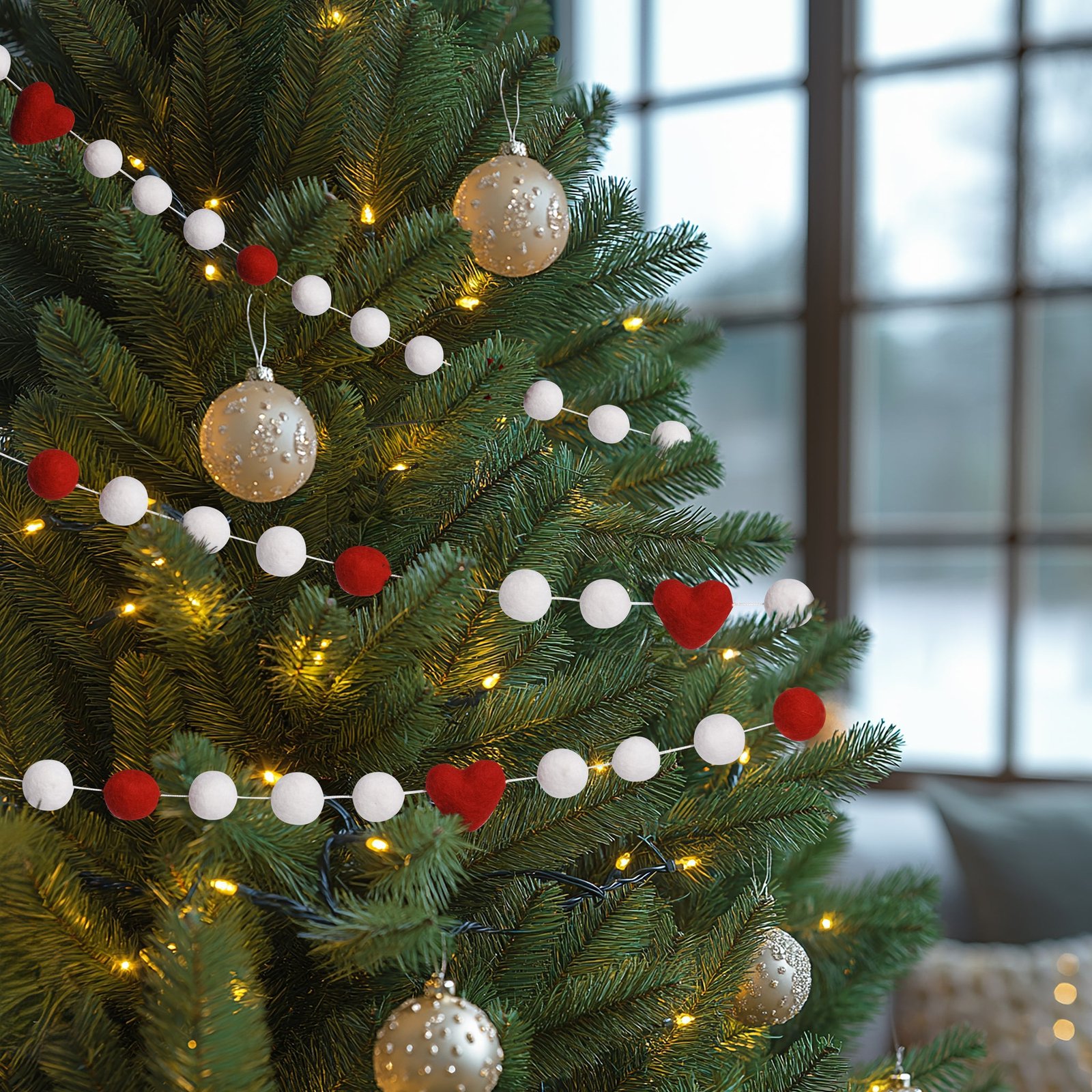 MODWOOL Felt Ball 75 Inch Length Garland - Hearts - Image 4
