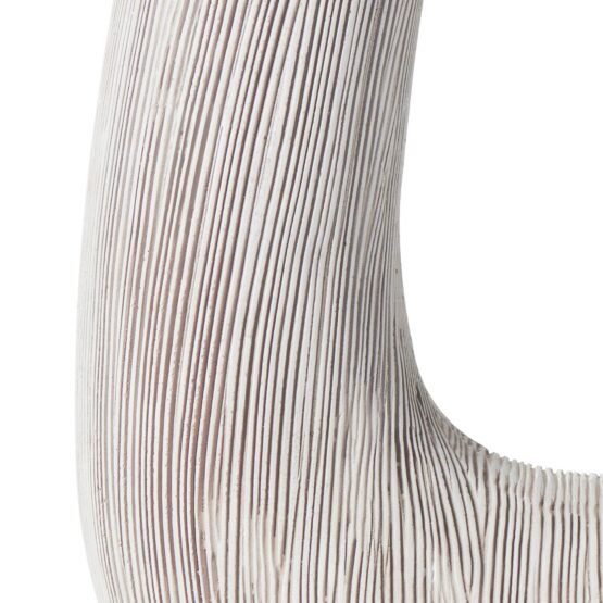 Alma Etched White Patina Resin Horn Vase - 12 Inch Tall - Image 3