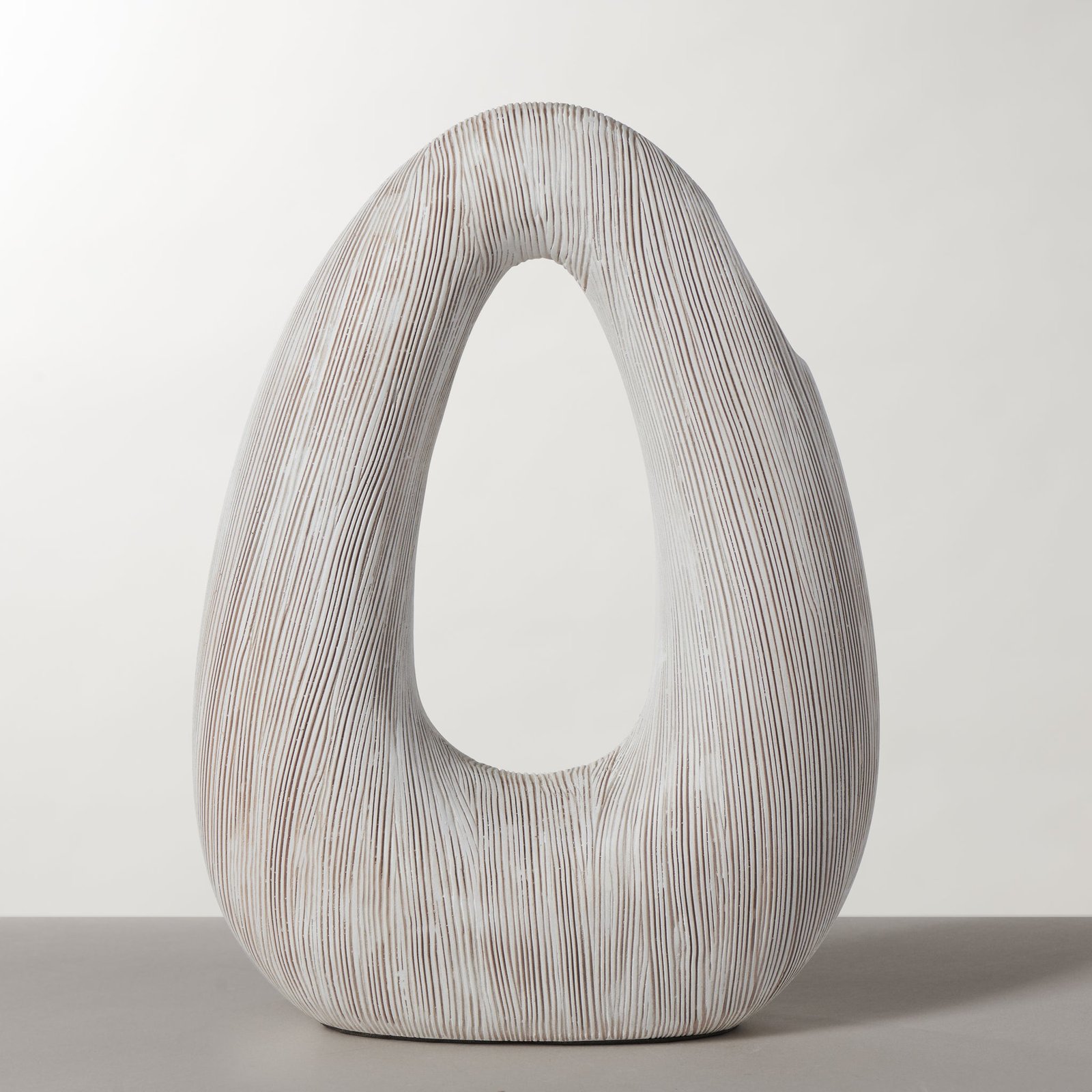 Alma Etched White Patina Resin Tall Donut Vase - 11.5 Inch Tall - Image 7